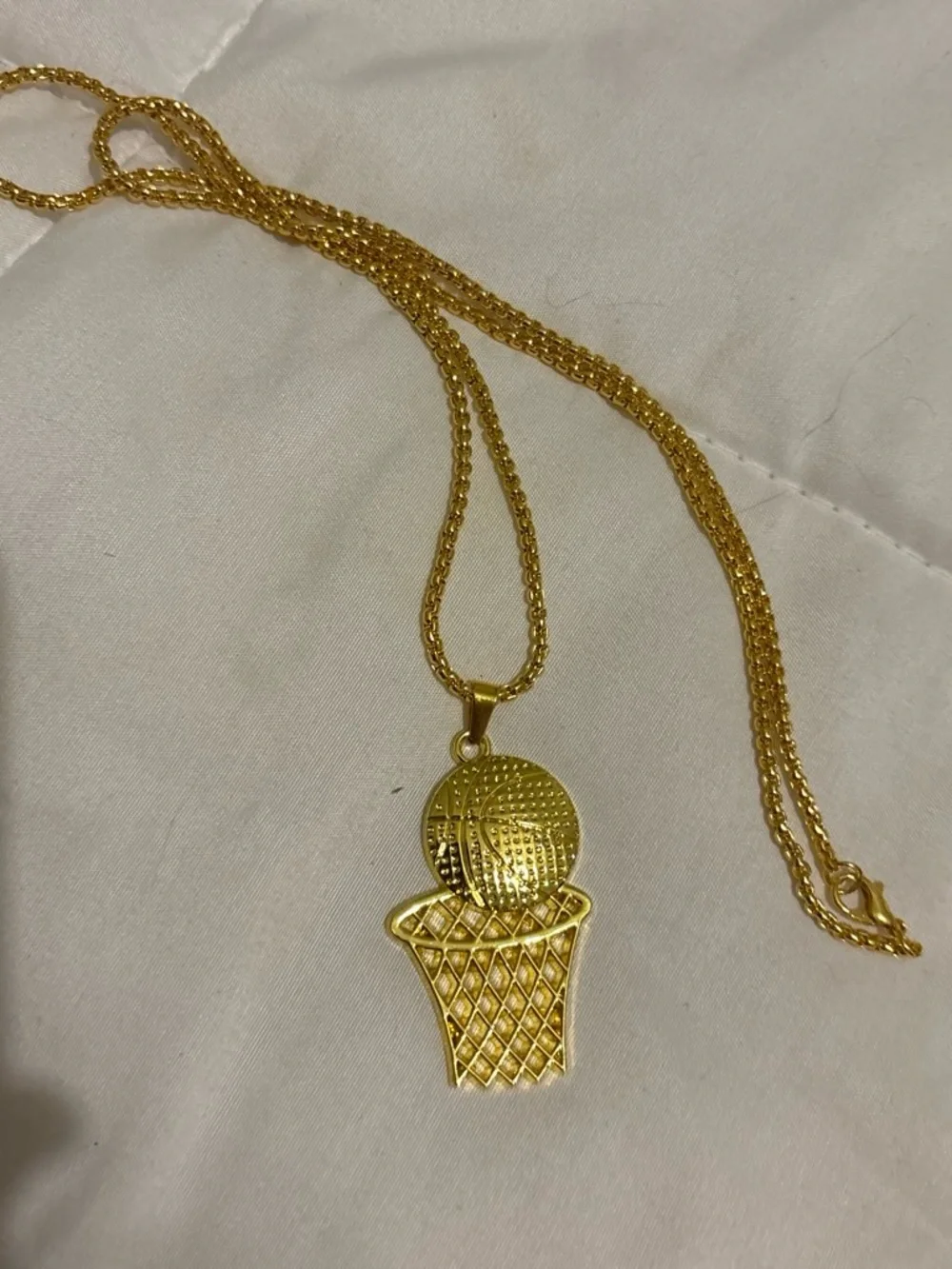 Gold Basketball Hoop Pendant Necklace
